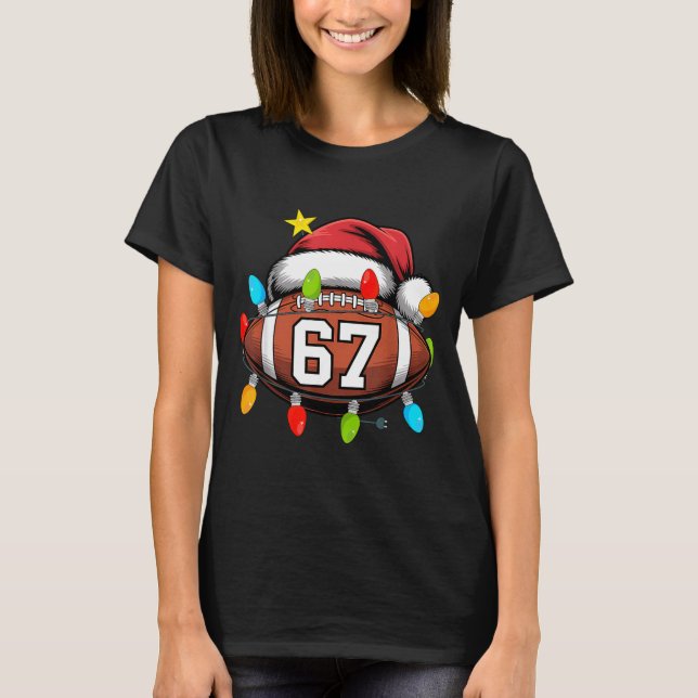 Camiseta Christmas 67 Meme Football Santa Hat Funny Xmas Bo (Anverso)