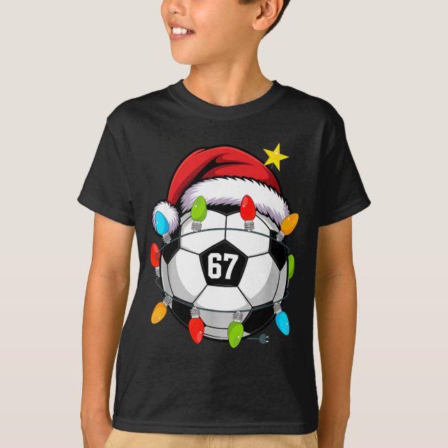 Camiseta Christmas 67 Meme Soccer Ball Santa Hat Funny Xmas (Anverso)