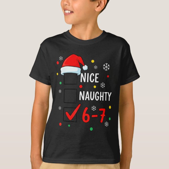 Camiseta Christmas 6-7 Meme Nice Naughty Checklist Santa Ha (Anverso)