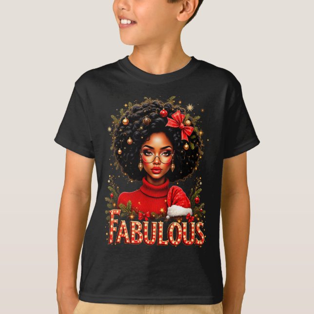 Camiseta Christmas African American Melanin Afro Sleigh Que (Anverso)