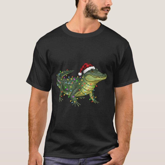 Camiseta Christmas Alligator Holiday Reptile Funny Festive  (Anverso)