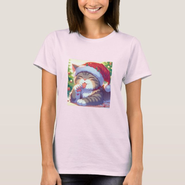 Camiseta  Christmas anime kitty T-Shirt (Anverso)