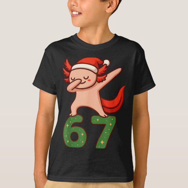 Camiseta Christmas Axolotl Dabbing 67 Meme Six Seven Funny  (Anverso)