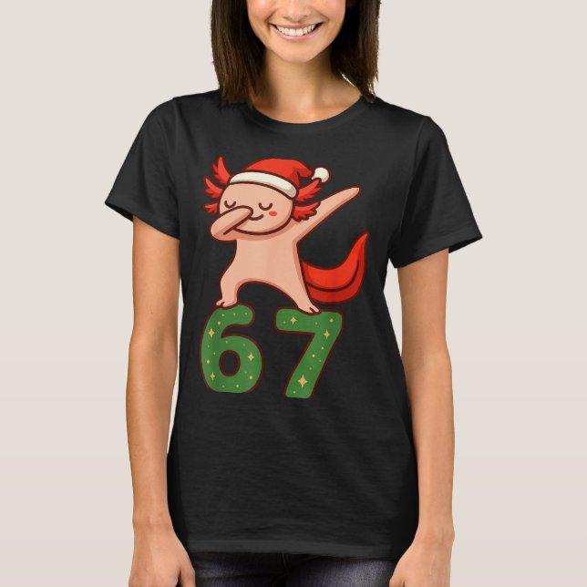 Camiseta Christmas Axolotl Dabbing 67 Meme Six Seven Funny  (Anverso)