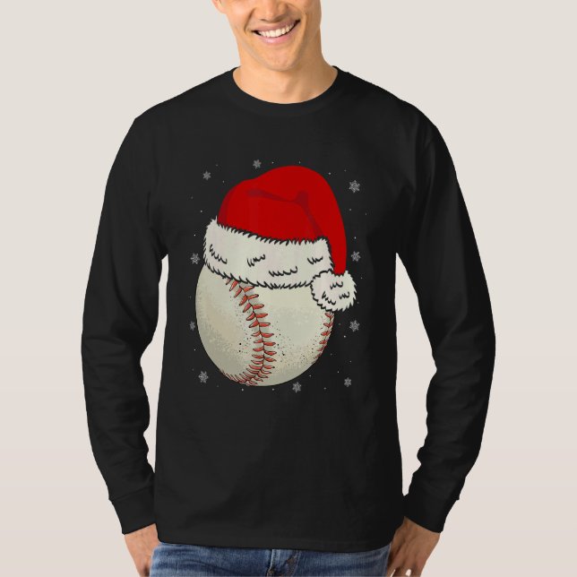 Camiseta Christmas Baseball Ball Santa Hat Xmas Boys Catche (Anverso)