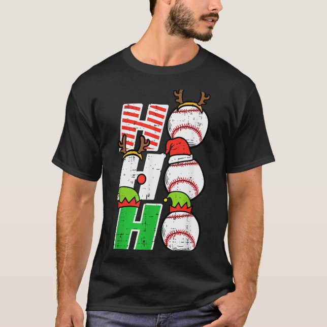 Camiseta Christmas Baseball Ho Ho Ho Funny Xmas Srts Men Bo (Anverso)