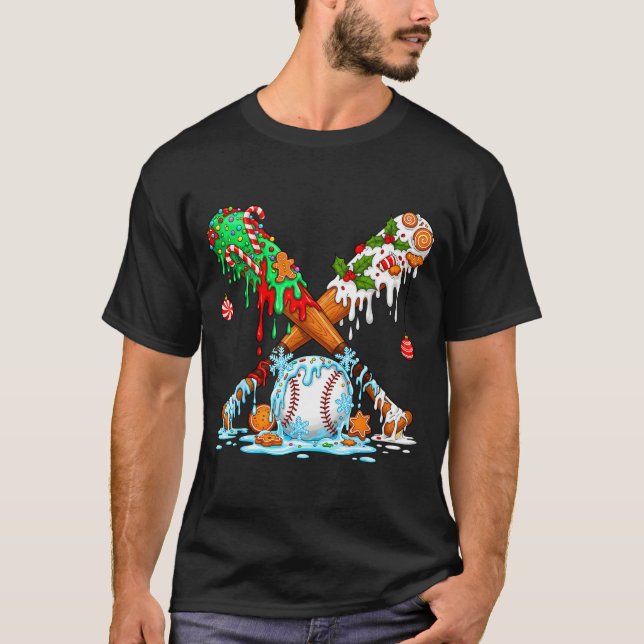 Camiseta Christmas Baseball Ice Cream Drip Candy Game Day B (Anverso)