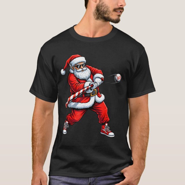 Camiseta Christmas Baseball Player Santa Funny Xmas Boys Me (Anverso)