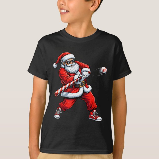 Camiseta Christmas Baseball Player Santa Funny Xmas Boys Me (Anverso)