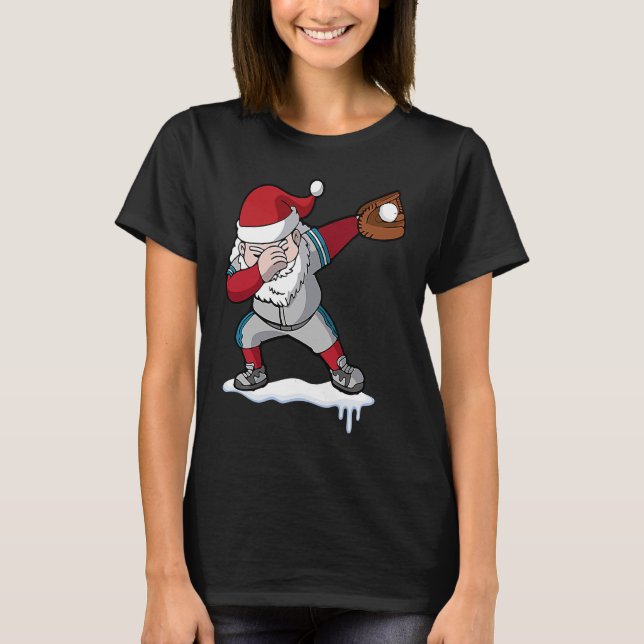 Camiseta Christmas Baseball Santa Claus Quarterback Boys Ki (Anverso)