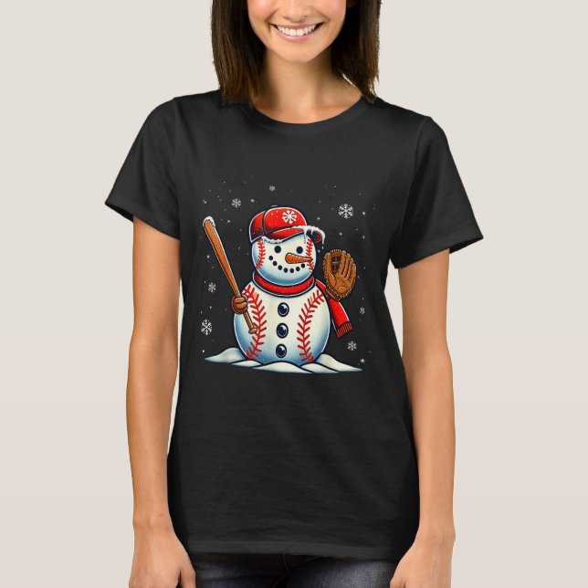 Camiseta Christmas Baseball Snowman Boys Baseball Christmas (Anverso)