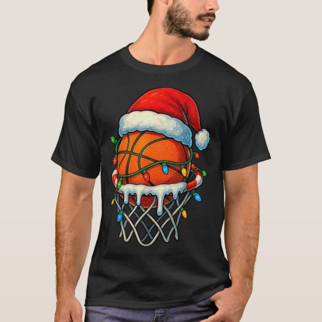 Camiseta Christmas Basketball Ice Cream Drip For Boys Kids  (Anverso)