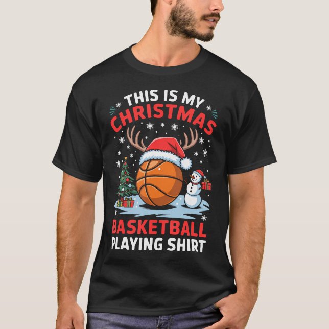 Camiseta Christmas Basketball Player Santa Hat Basketball C (Anverso)