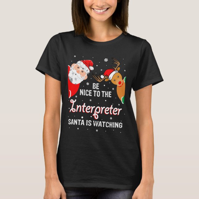 Camiseta Christmas Be Nice To The Interpreter Santa Long Sl (Anverso)