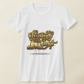 Camiseta "Christmas Begins With Christ" 3D Metallic Graffit