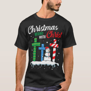 Camiseta Christmas Begins With Christ Celebrate Happy Chris