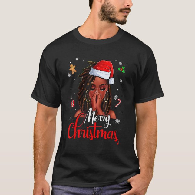 Camiseta Christmas Black African American Costume Santa Mel (Anverso)