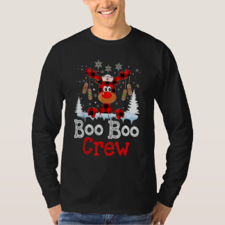 Camiseta Christmas Boo Boo Crew Reindeer Nurse Buffalo Plai