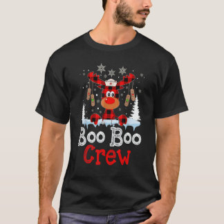 Camiseta Christmas Boo Boo Crew Reindeer Nurse Buffalo Plai