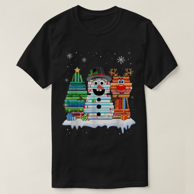 Camiseta Christmas Book Lover Snowman Design (Diseño del anverso)
