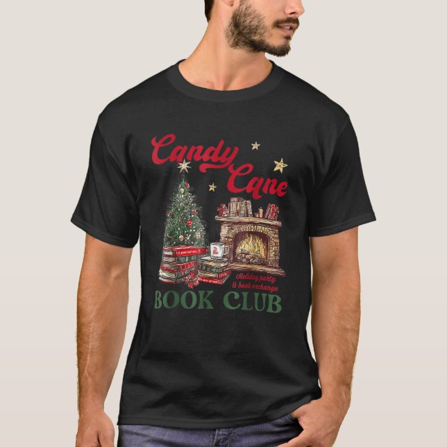 Camiseta Christmas Bookish Candy Cane Book Lovers Book Club (Anverso)