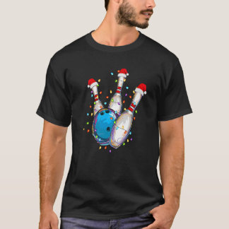 Camiseta Christmas Bowling Hat Santa Bowler Xmas Sport Men 