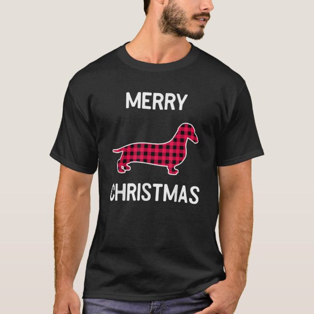 Camiseta Christmas Buffalo Check Dachshund for Dachshund Do (Anverso)