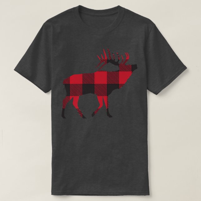 Camiseta Christmas Buffalo Plaid Reindeer Happy Holidays Ru (Diseño del anverso)