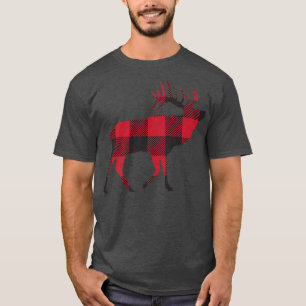 Camiseta Christmas Buffalo Plaid Reindeer Happy Holidays Ru