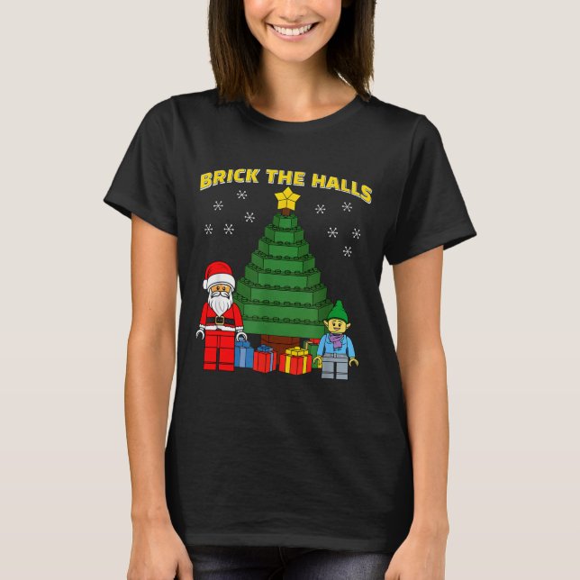 Camiseta Christmas Building Bricks Brick The Halls Block Bu (Anverso)