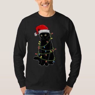 Camiseta Christmas Ca For Men Black Cat Christmas Pajama Wo