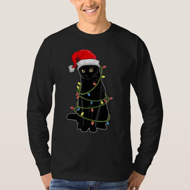 Camiseta Christmas Ca For Men Black Cat Christmas Pajama Wo (Anverso)