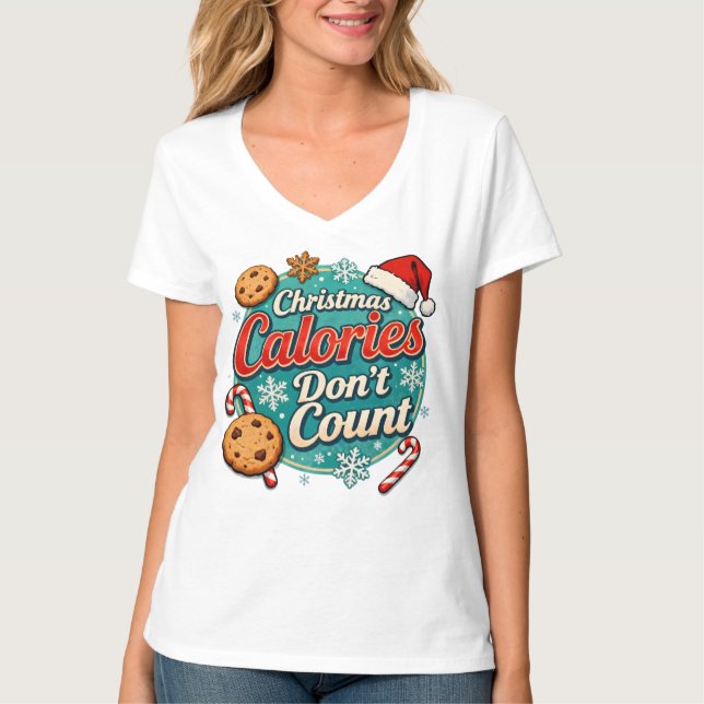 Camiseta Christmas Calories Don’t Count Funny Santa Claus  (Anverso)