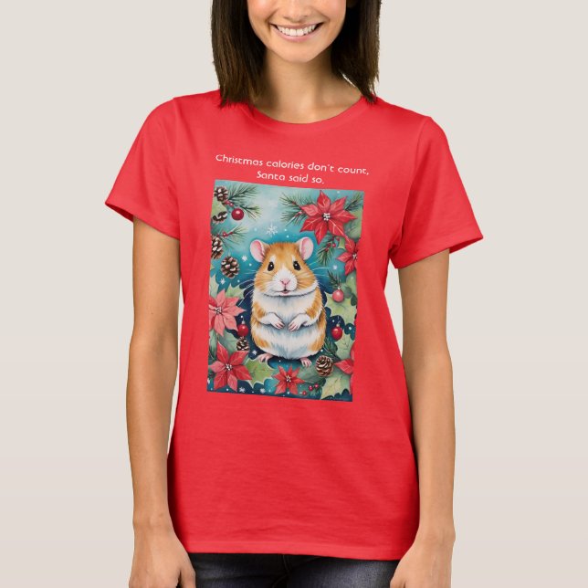 Camiseta Christmas Calories Funny Chubby Holiday Mouse (Anverso)