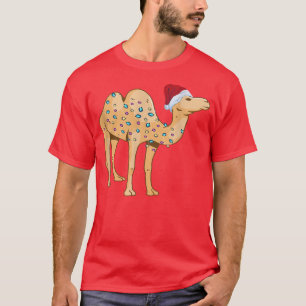Camiseta Christmas Camel Lights Santa Hat Xmas Arabian Came