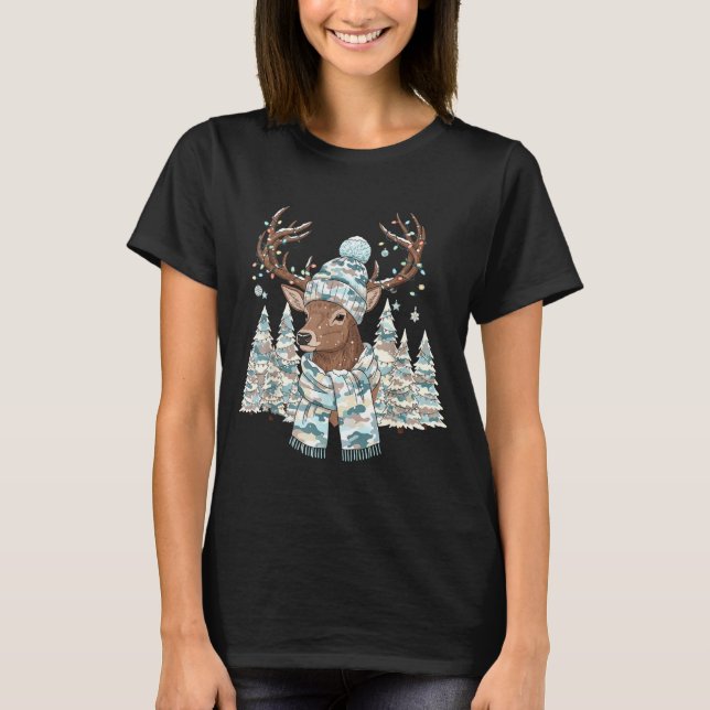 Camiseta Christmas Camo Hunting Reindeer Pajamas With Deer  (Anverso)