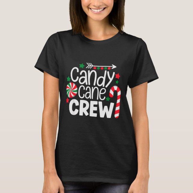 Camiseta Christmas Candy Cane Crew Shirt Women Girls Boys K (Anverso)