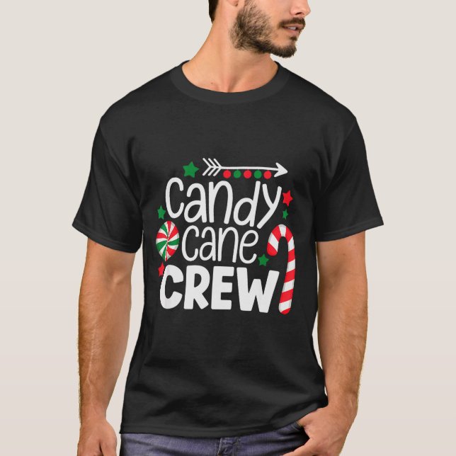 Camiseta Christmas Candy Cane Crew Shirt Women Girls Boys K (Anverso)