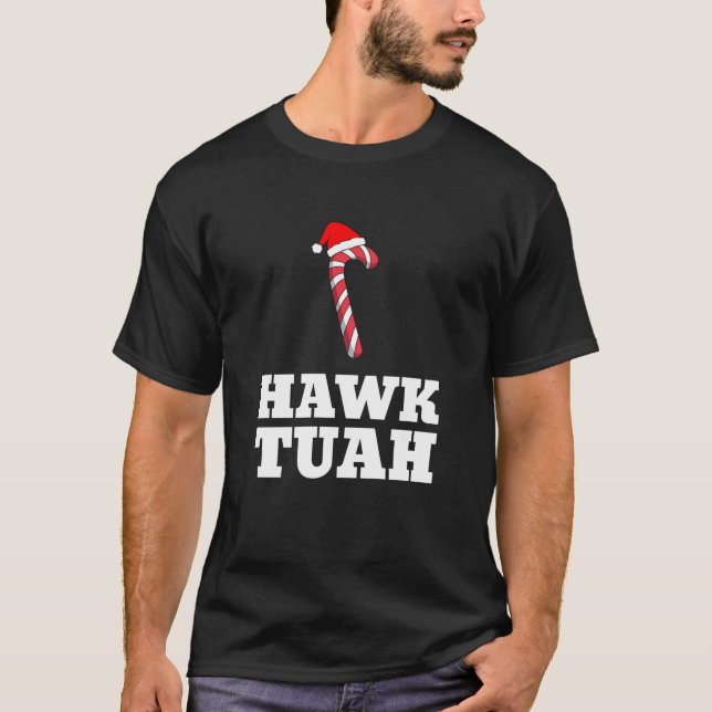 Camiseta Christmas Candy Cane Hawk Tuah Spit On That Thang  (Anverso)