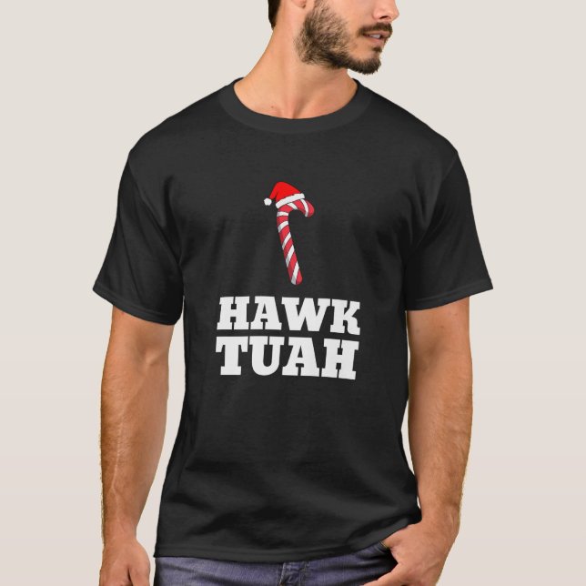 Camiseta Christmas Candy Cane Hawk Tuah Spit On That Thang  (Anverso)