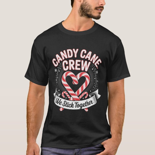 Camiseta Christmas Candy Cane Heart Crew Family Matching Pa (Anverso)