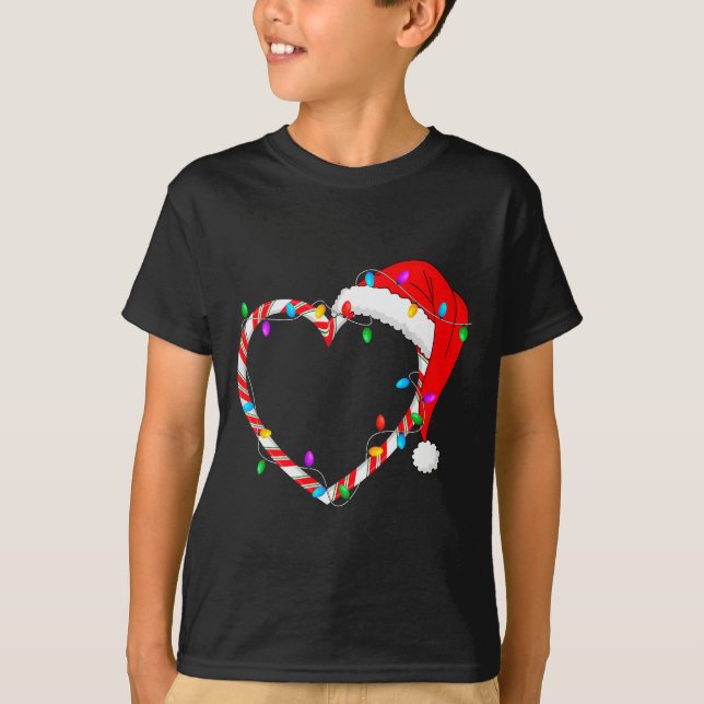 Camiseta Christmas Candy Cane Heart Funny Love Candy Men Wo (Anverso)