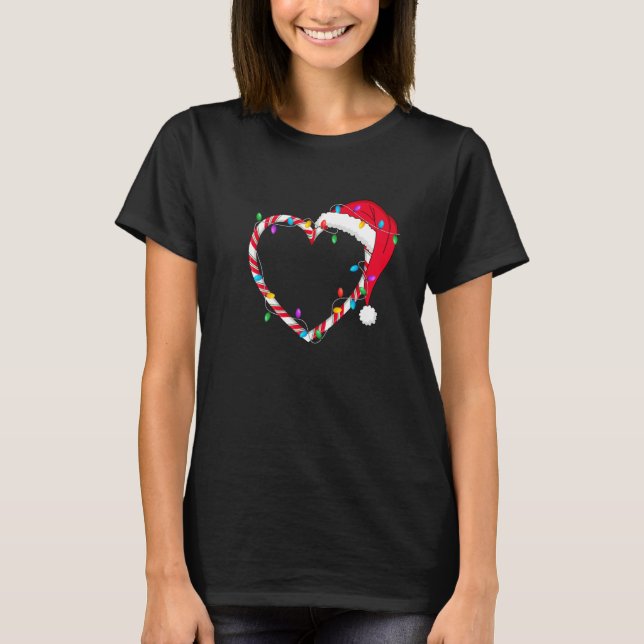 Camiseta Christmas Candy Cane Heart Funny Love Candy Men Wo (Anverso)