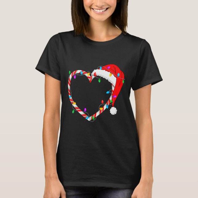 Camiseta Christmas Candy Cane Heart Funny Love Candy Men Wo (Anverso)