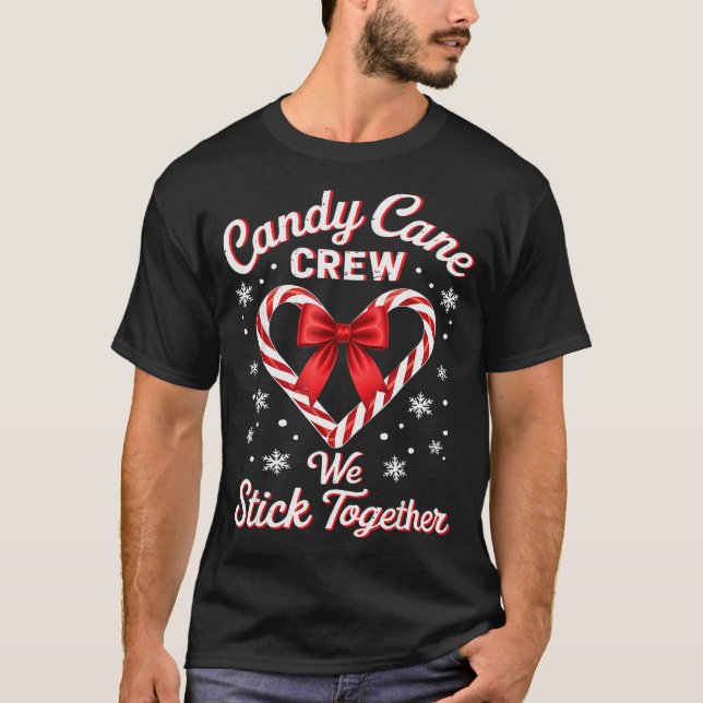 Camiseta Christmas Candy Cane Heart Holiday Family Matching (Anverso)