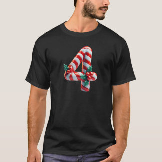 Camiseta Christmas Candy Cane Number Four Design Raglan Bas