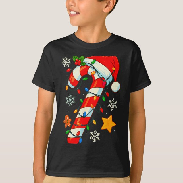 Camiseta Christmas Candy Cane Santa Hat Xmas Kids Toddler Y (Anverso)