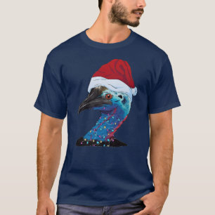 Camiseta Christmas Cassowary Bird Santa Hat XMas Lights Cas