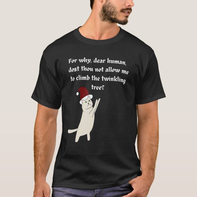 Camiseta Christmas Cat Cat Not Allow To Climb Christmas Tre (Anverso)