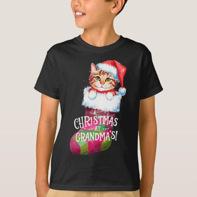 Camiseta Christmas Cat _ Christmas At Grandma Cat _ Cute Ca (Anverso)